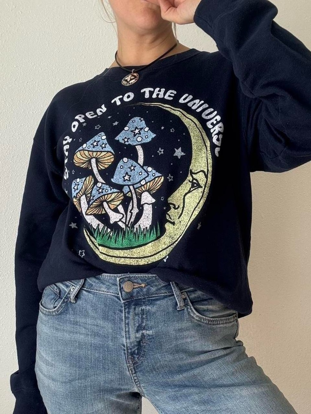 Wound Up Navy Graphic Crewneck Sweatshirt